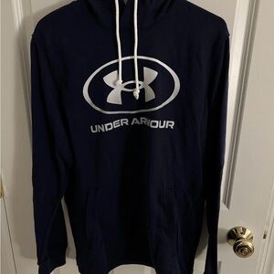 Under Armour Navy Pullover Hoodie with White Logo